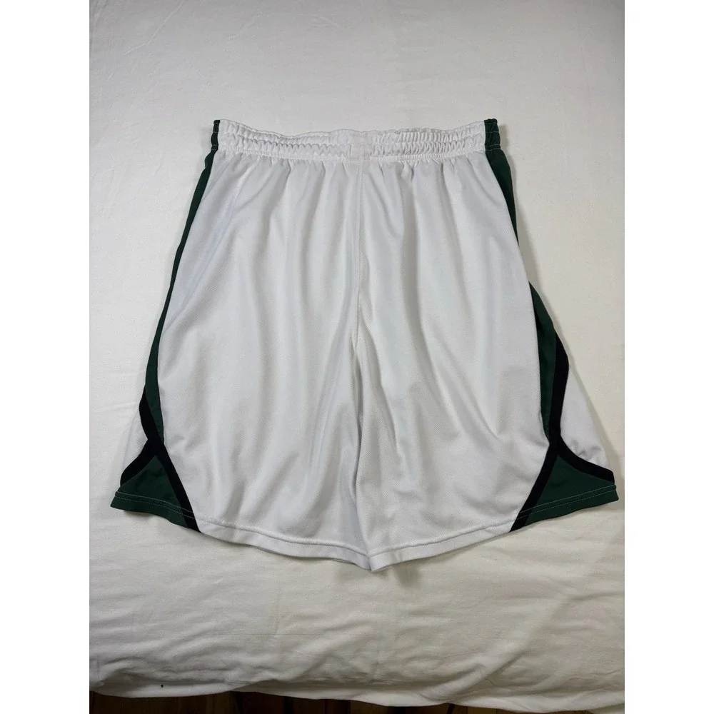 VTG 90s Nike Team Mesh Basketball Shorts XL White Green Made in USA Swoosh